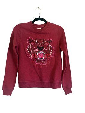NWT Kenzo Paris Tiger Classic Crewneck Sweatshirt Burgundy Red Size XS [jb]